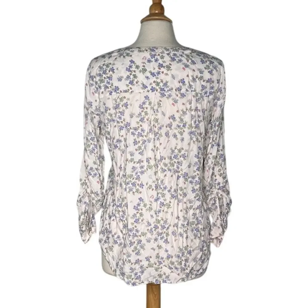 Jane and Delancey Floral Button Front Lightweight Top Cottagecore Lavender PP2 - Picture 2 of 10